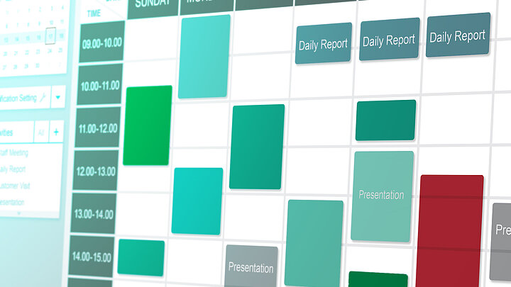 Ekran komputera z wyświetlonym elektronicznym planerem